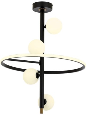 Avonni AV-1896-5BSY Siyah Boya Modern Avize G9 Metal Cam H: 70 cm, Ø: 50 cm