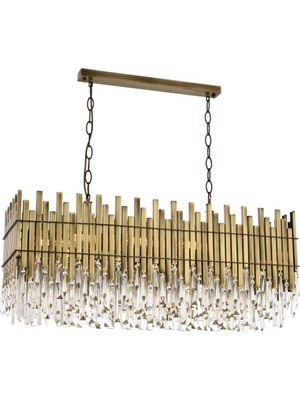 Avonni AV-1767-E100X35 Eskitme Kaplama Modern Avize E27 Metal Kristal H: 100 cm, WxD: 100x35 cm