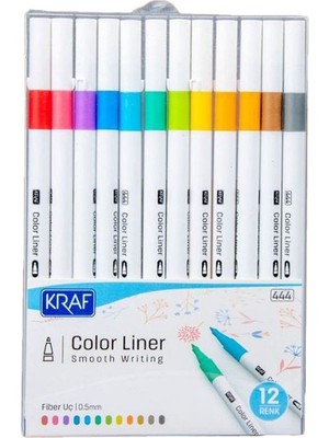 Kraf Color Liner Keçe Uçlu Kalem Seti 0.5mm (12'li)