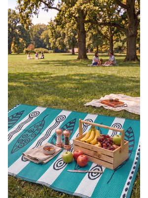 Savana 8809 Plaj Kamp Piknik Bahçe Halısı Balkon Teras Hasır Mat Savan Halı90x180