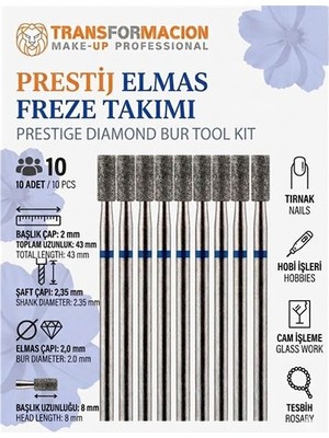 SHC4200 10'lu Orta Sert Hassas Elmas Freze Ucu - Kuru Manikür Tırnak Hobi Gravür Seti 723104