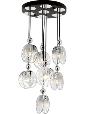 Avonni AV-4317-7KT Krom Kaplama Modern Avize E27 Metal H: 95 cm, Ø: 40 cm
