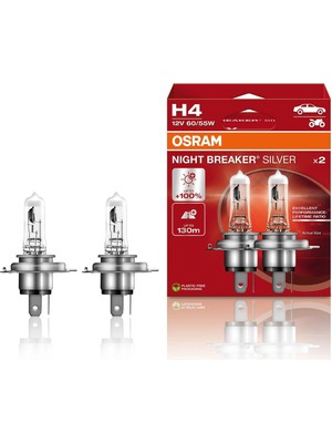 Osram Halojen Far Ampulü 12V 55/60W 3200K Night Breaker Silver Gümüş Yüksek Işık Gücü