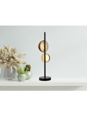 Avonni ML-9113-2BSY Siyah Boya Masa Lambası LED Metal Pleksi H: 60 cm, Ø: 15 cm