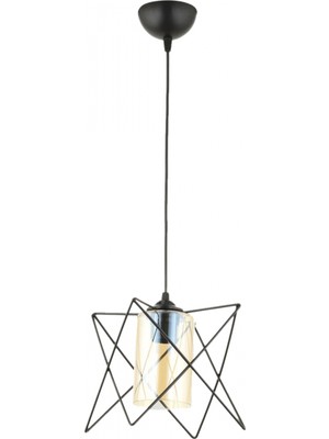 Avonni AV-65076-BSY Siyah Boya Modern Avize E27 Metal Cam H: 60 cm, Ø: 20 cm