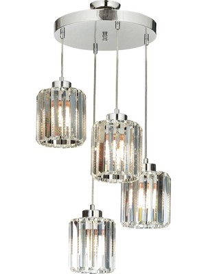 Avonni AV-65230-4KT Krom Kaplama Modern Avize E27 Metal Kristal H: 75 cm, Ø: 40 cm