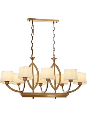 Avonni AV-1876-8ES-YM Eskitme Kaplama Modern Avize E27 Metal Kumaş H: 90 cm, WxD: 100x55 cm