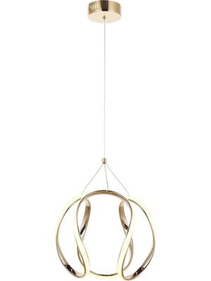 Avonni AV-4339-SB Sarı Kaplama Modern Avize LED Metal Silikon H: 70 cm, Ø: 30 cm