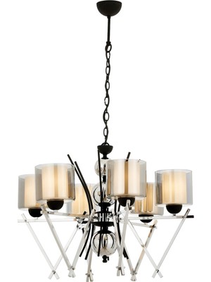 Avonni AV-4301-6K Krom Kaplama Modern Avize E27 Metal Cam H: 95 cm, Ø: 66 cm