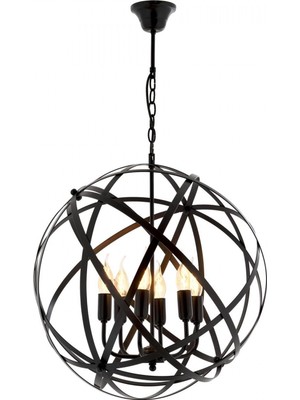 Avonni AV-4183-6BSY Siyah Boya Modern Avize E14 Metal H: 90 cm, Ø: 50 cm