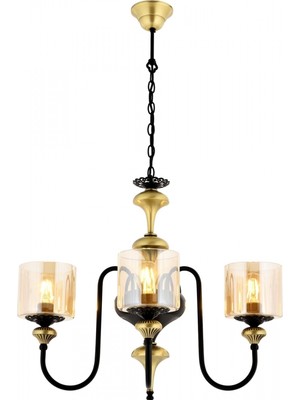 Avonni AV-4161-3E Eskitme Kaplama Modern Avize E27 Metal Cam H: 98 cm, Ø: 62 cm