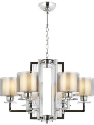 Avonni AV-4285-6K Krom Kaplama Modern Avize E27 Metal Cam H: 90 cm, Ø: 70 cm
