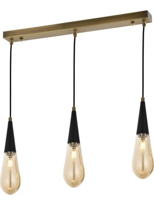Avonni AV-4236-3EY Eskitme Kaplama Modern Avize E14 Metal Cam H: 90 cm, WxD: 65x10 cm