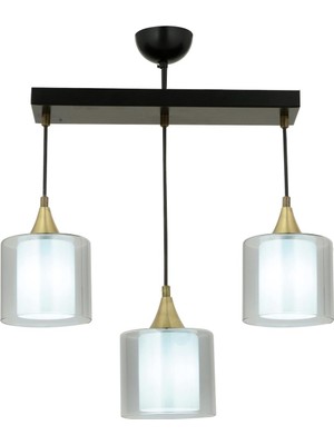 Avonni AV-65233-3Y-BSY-F Siyah Boya Modern Avize E27 Metal Cam H: 50 cm, WxD: 60x14 cm