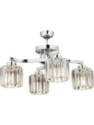 Avonni AV-65229-4K Krom Kaplama Modern Avize E27 Metal Kristal H: 40 cm, Ø: 58 cm