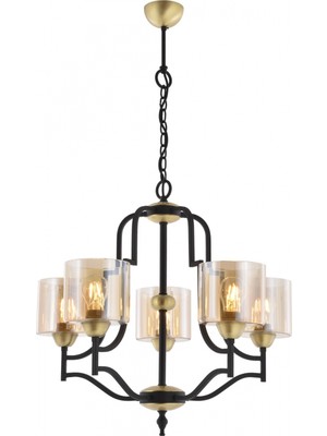 Avonni AV-4162-5E Eskitme Kaplama Modern Avize E27 Metal Cam H: 100 cm, Ø: 62 cm