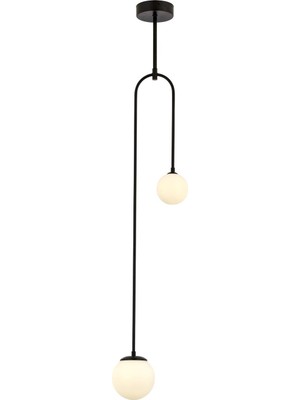 Avonni AV-1897-2BSY Siyah Boya Modern Avize G9 Metal Cam H: 130 cm, WxD: 20x12 cm