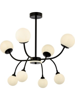 Avonni AV-1894-8BSY Siyah Boya Modern Avize G9 Metal Cam H: 75 cm, Ø: 80 cm