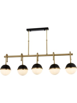 Avonni AV-1895-5EY Eskitme/Siyah Boya/Kaplama Modern Avize E27 Metal Cam H: 70 cm, WxD: 100x15 cm