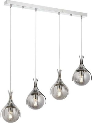 Avonni AV-1766-4KY Krom Kaplama Modern Avize E27 Metal Cam H: 80 cm, WxD: 70x13 cm