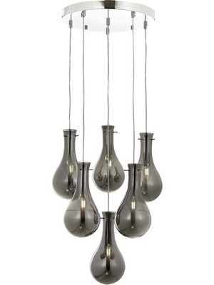Avonni AV-1697-6KT Krom Kaplama Modern Avize E14 Metal Cam H: 100 cm, Ø: 50 cm