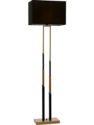 Avonni LM-9125-1BSA Eskitme/Siyah Boya Lambader E27 Metal Kumaş H: 150 cm, WxD: 30x22 cm