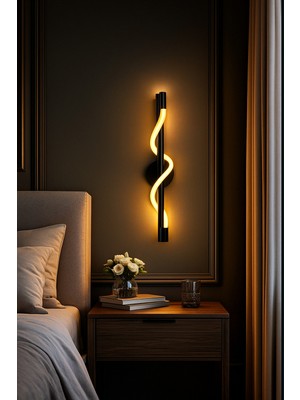 Avizen Lighting Project Dekoratif Modern Duvar Aplik Tekli Otel Salon Yatak Odası 60CM Siyah Kasa Günışığı Elektirikli 1 Adet