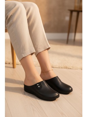 Enoch Kadın Tam Kapalı Burunlu Yan Lastikli ve Trok Detaylı Anatomik Comfort Ev Terliği