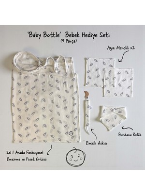 Thela Kids Thelakids Baby Bottle' Desenli Müslin Kumaş 5’li Bebek Seti