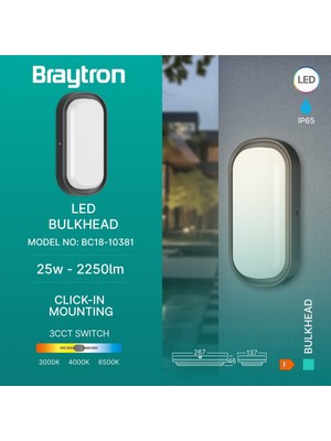 Braytron Dış Cephede 2250 Lümen Güç: Su Geçirmez - 3000K-4000K-6500K - Modern LED Duvar Apliği