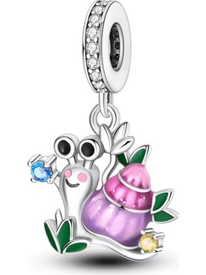 Fubena Sevimli Salyangoz Sallantılı Gümüş Charm