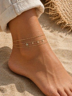 Bymiel Yıldız Figürlü Çoklu Zincir Halhal