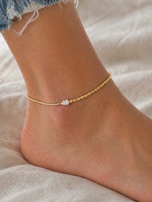 Bymiel Zirkon Taş Detaylı Minimal Halhal