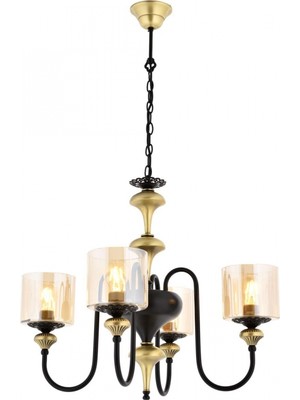 Avonni AV-4161-4E Eskitme Kaplama Modern Avize E27 Metal Cam H: 100 cm, Ø: 62 cm