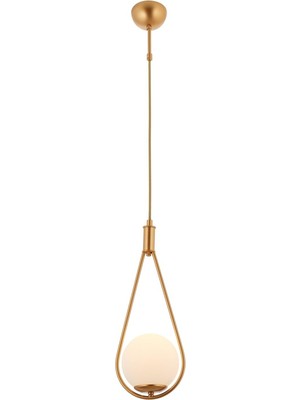Avonni AV-4316-1S Sarı Kaplama Modern Avize G9 Metal Cam H: 120 cm, Ø: 20 cm