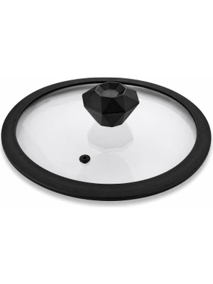 Arcak2 Diamond 28 cm Silikon Kenarlı Cam Kapağı ve Elmas Tepe ile Beraber