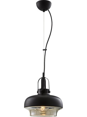 Avonni AV-5064-1BSY Siyah Boya Modern Avize E27 Metal Cam H: 80 cm, Ø: 25 cm