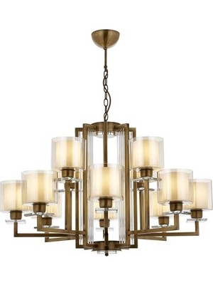 Avonni AV-4285-12E Eskitme Kaplama Modern Avize E27 Metal Cam H: 100 cm, Ø: 105 cm