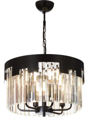 Avonni AV-65225-BSY40 Siyah Boya Klasik Avize E14 Metal Kristal H: 60 cm, Ø: 40 cm