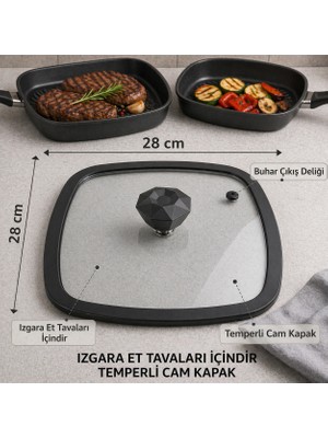Arcak2 Diamond Kare 28X28 Silikon Cam Kapak ve Elmas Kulp