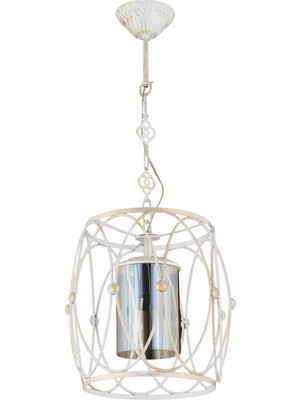 Avonni AV-65074-BBY Beyaz/Eskitme Boya Modern Avize E27 Metal Cam H: 70 cm, Ø: 30 cm
