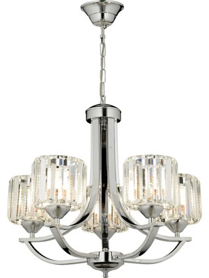 Avonni AV-65226-5K Krom Kaplama Modern Avize E27 Metal Kristal H: 82 cm, Ø: 55 cm