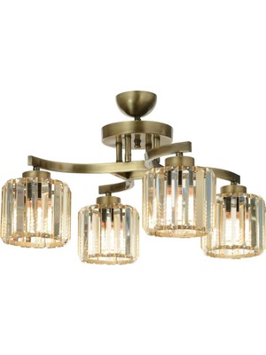 Avonni AV-65229-4E Eskitme Kaplama Modern Avize E27 Metal Kristal H: 40 cm, Ø: 58 cm