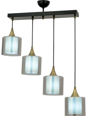 Avonni AV-65233-4Y-BSY-F Siyah Boya Modern Avize E27 Metal Cam H: 60 cm, WxD: 70x14 cm