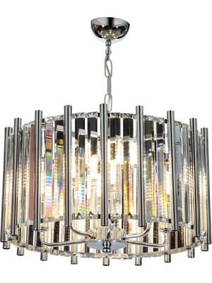 Avonni AV-65222-K45 Krom Kaplama Modern Avize E14 Metal Kristal H: 57 cm, Ø: 45 cm