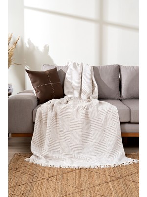 Koza Home Rustıc Krem-Mor Koltuk Örtüsü 170X220CM 5062A