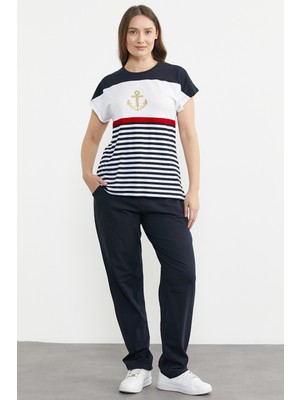 Sementa Marine Çizgili Ikili Penye Takım - Lacivert