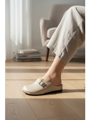 Enoch Kadın Tam Kapalı Burunlu Sabo Model Ayarlanabilir Yan Tokalı Anatomik Comfort Terlik