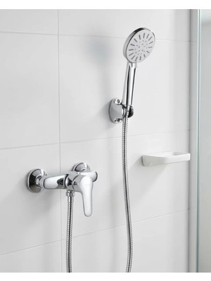 4 Fonksiyonlu Krem El Duşu Seti Spiral Hortum ve Duş Askısı Midastech
