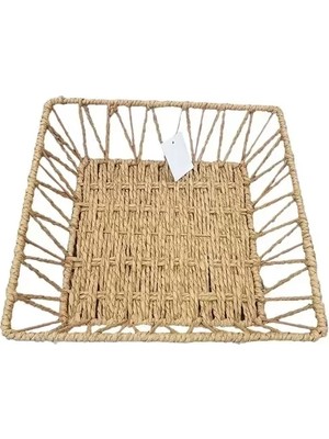 Doğal Örgü Kare Sepet Midastech